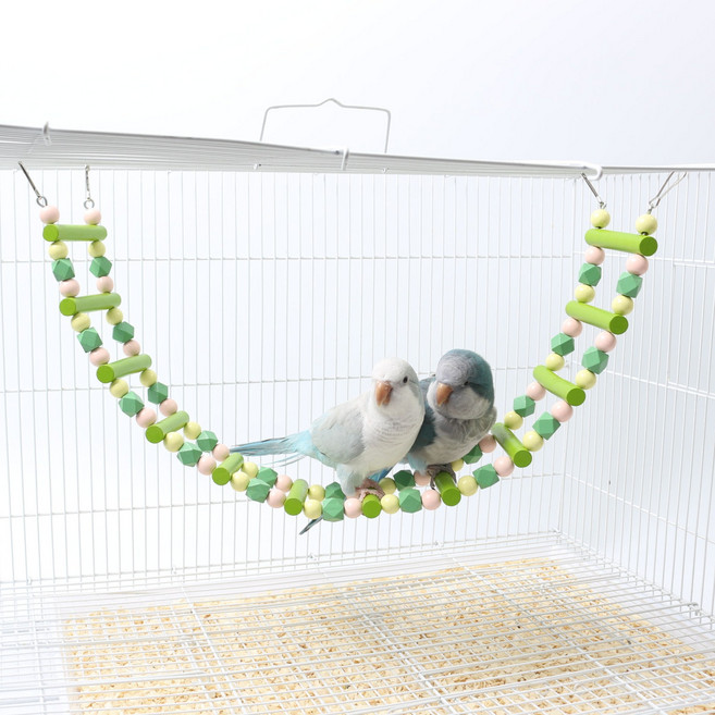 앵무새 사다리 젤리 우드 레더 3color 사다리 횃대 앵무새 용품 횟대, 1개, 올리브그린 L 12칸