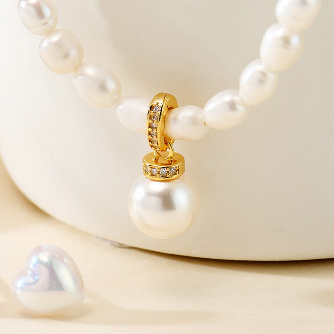 에바주얼리 여성 레이어드 목걸이 14k 18k 담수진주 목걸이 + 펜던트