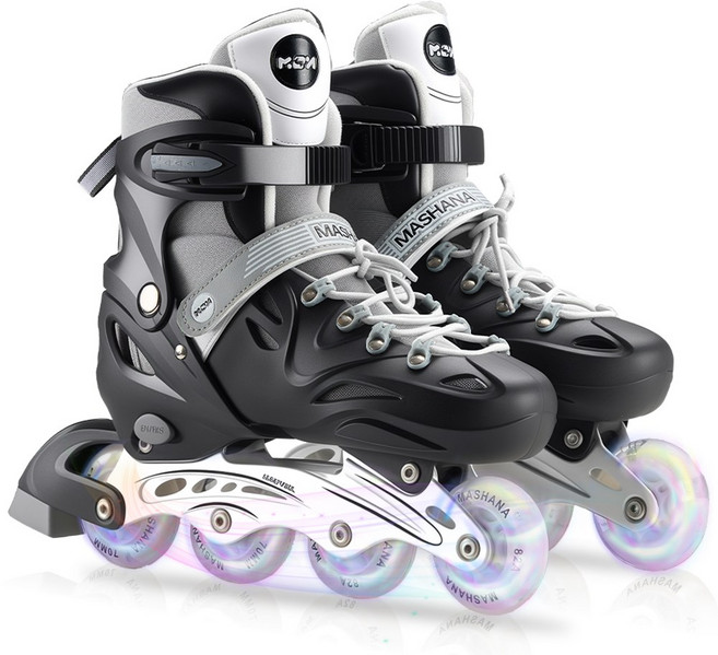 조정 가능한 인라인 스케이트 블랙 세트 헬멧 보호대 가방 성인, 1개