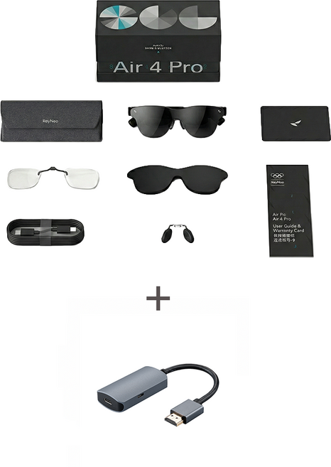 TCL RayNeo Air4 Pro + HDMI 어뎁터[공식스토어] / AR글래스 / Bang Olufsen Audio / HDR지원 / 스마트안경, 1개, RayNeo Air4 Pro/XRGF39