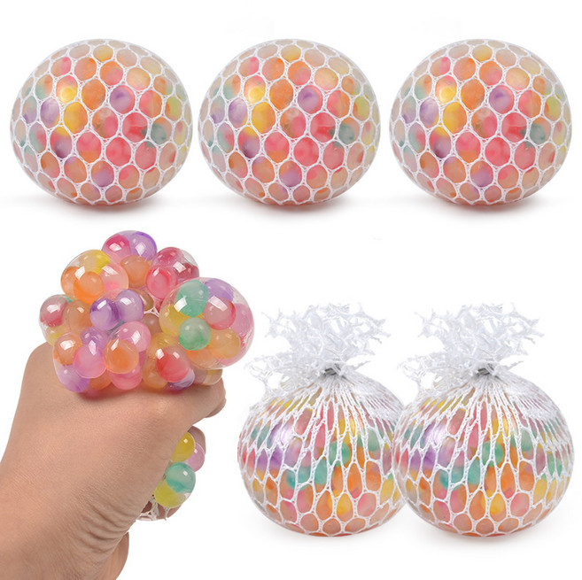 포도볼 스트레스 해소 스퀴시 3색 비즈 말랑이, 3개