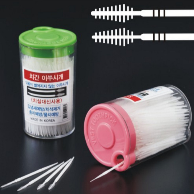 잇몸이 벌어지지 않는 치간칫솔 이쑤시개 탁상용, 300개입, 2개