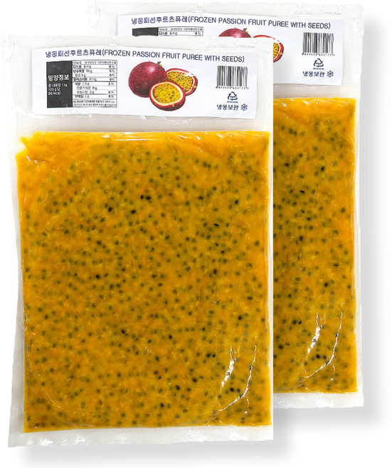 손씨푸드 냉동 패션후르츠 퓨레 백향과, 1kg, 2개
