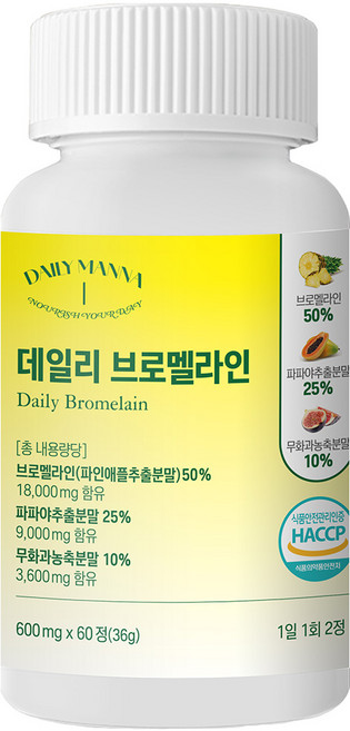 데일리만나 데일리 브로멜라인 파파인 피신 파인애플 파파야 무화과 브로멜린, 1세트, 60정
