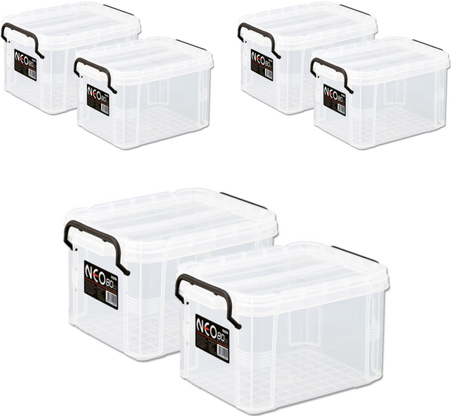 코멕스 네오박스 리빙박스 정리수납함, 반투명, 6개