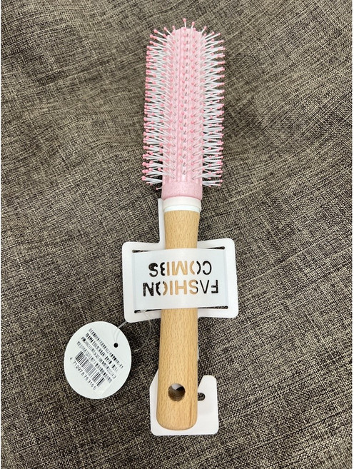 FASHION COMBS 冰淇淋原木柄圓捲造型梳子, 1個, 粉