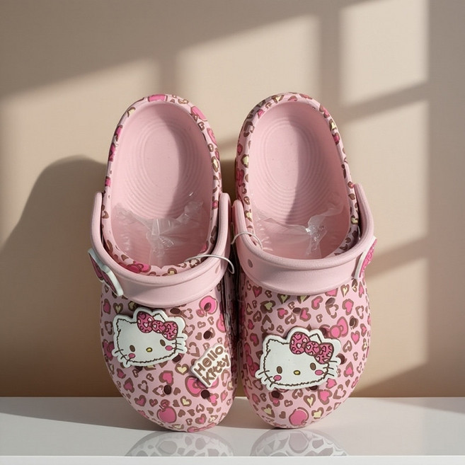 여성 슬리퍼 샌들 키티 핑크 레오파드 클로그