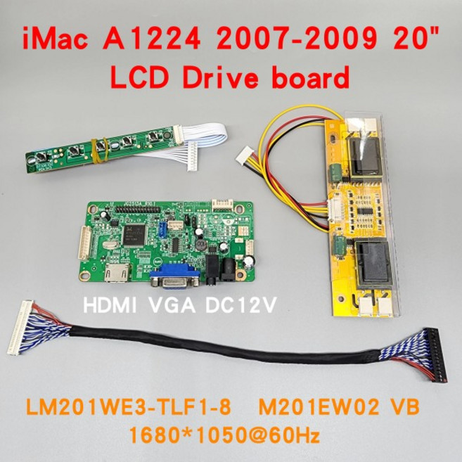 iMac 20.1 "A1224 LCD LM201WE3-TLF5 TLF1 TLF8 드라이버 보드 HDMI 호환 모니터 VGA 키트 30Pin 4CCFL 인버터 제어, LM201WE3-TLF8