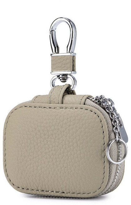 高顏值小巧鑰匙包，時尚腰掛鎖匙包，迷你耳機保護套, 1個, 卡其防盜刷防消磁升級版