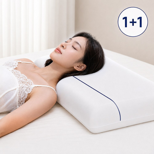 Lunoire 메모리폼 경추베개 목편한 와이드 옆잠 숙면 수면베개, 1개, 화이트