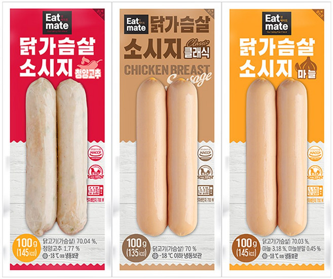 [랭킹닭컴] 잇메이트 닭가슴살 소시지 3종 혼합, 100g, 30개