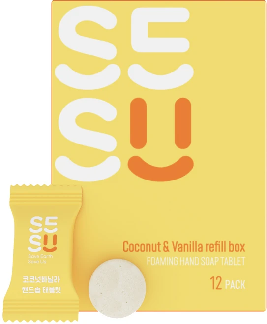 세수 타블렛 핸드워시 손세정제 리필팩 코코넛바닐라, 12개, 250ml - 쿠팡