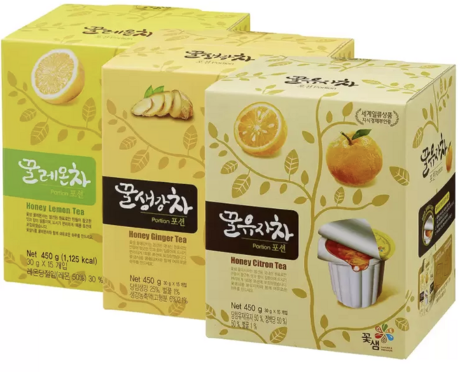 꽃샘 액상 캡슐차 30g 유자 레몬 생강 맛 가능 낱개 포장, 75개입, 1박스