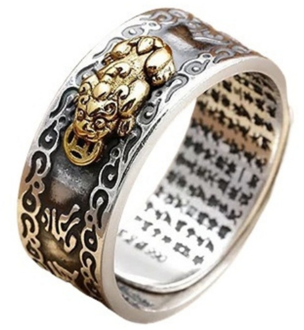 씨엔와우 진순은990 재물복 옴마니반메훔 행운 금강저 비휴파세토 반지