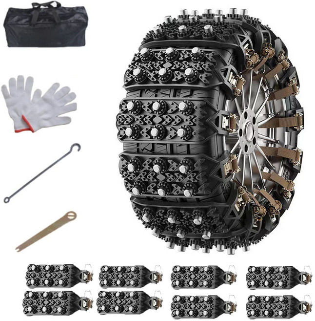 자동차 스누우체인 타이어 미끄럽방지 고강도 우레탄체인 타이어 1세트(8개)블랙, 1세트