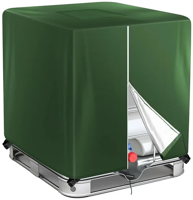 IBC 탱크 커버 1000L 800L 600L 300L IBC 빗물 저장 용기 톤 배럴 UV 차단 방진 커버 야외 정원 방수 커버, 01 green, 02 300L 81x61H100cm