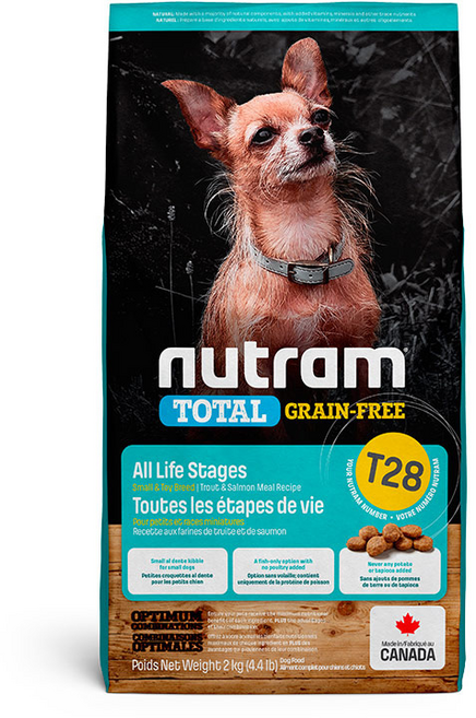 紐頓 Nutram 無穀全能系列 T28 鮭魚+鱒魚 挑嘴犬 小顆粒 狗飼料 All Life Stages Grain-Free, 1個, 1.13kg