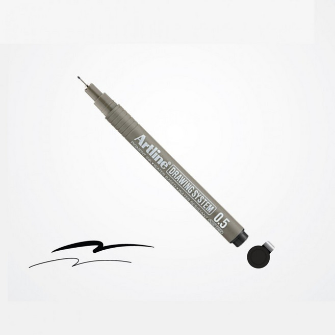 아트라인펜 흑색 드로잉펜 볼펜 아트펜 사이즈, 1개, 0.6mm