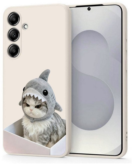 모자 고양이 화나다 귀여워 갤럭시 폰케이스 크림화이트