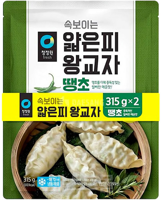 [냉동] 청정원 얇은피 왕교자 땡초만두 315g+315g, 1개, 630g