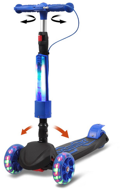 홀리 2020년형 킥보드 X-2000 스쿠터 LED 광폭타이어 어린이킥보드 씽씽카, 블루/화이트, 1개