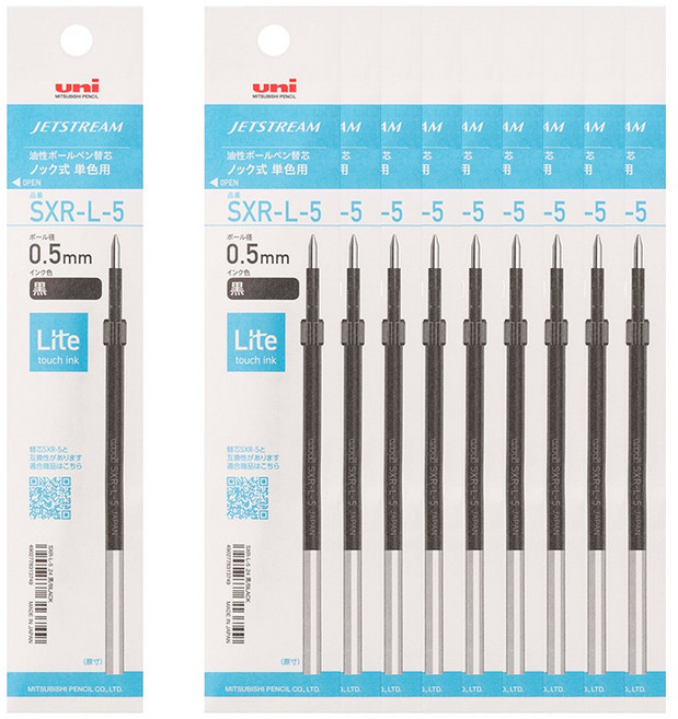 제트스트림 Lite 터치 단색 리필 (SXR-L-5) 0.5, 0.5 (제트스트림 라이트 단색 리필), 블랙, 10개