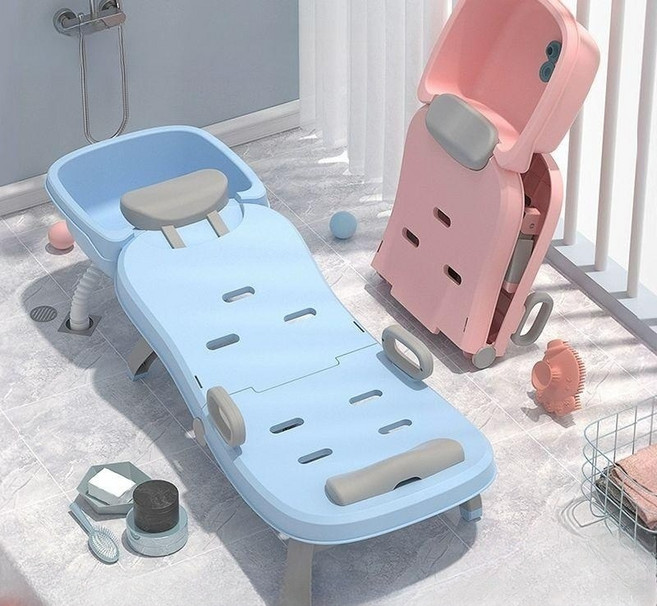 접이식 샴푸의자 성인 어르신용 간이 세발기 침상 누워서 머리감는 시니어체어, 일반형 패드-생카리 핑크