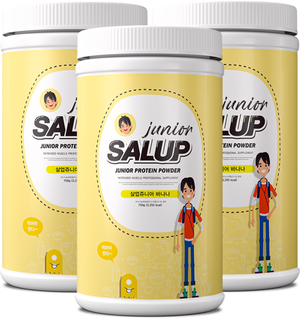 [특허받은 키즈단백질] 마른아이 살찌는보충제 성장기 어린이 단백질보충제 살업쥬니어 바나나맛, 750g, 3개