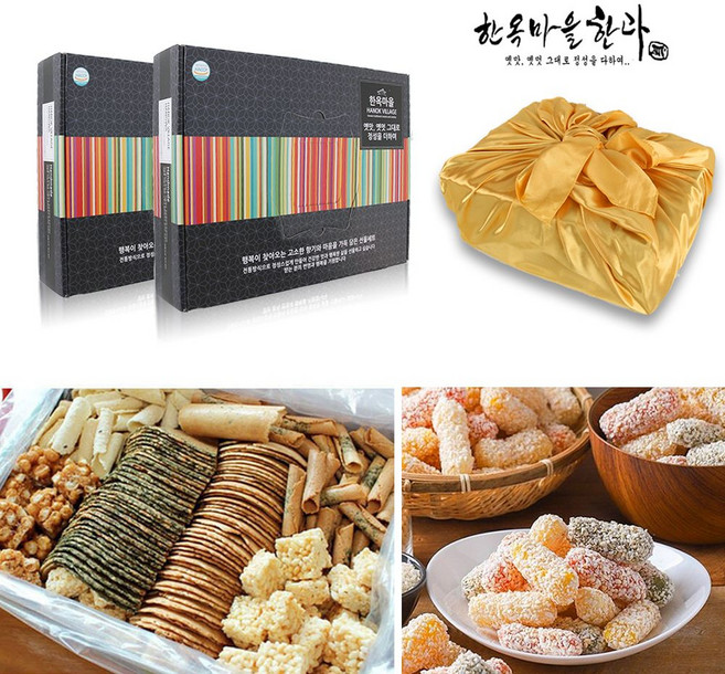 한과 전병+유과 선물세트 간식 한과 과자 보자기포장 fai*49545HO, 1개, 1.92kg