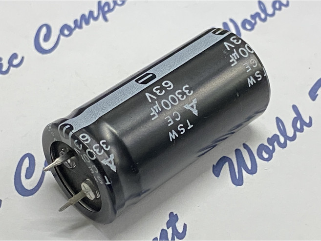 MITSUBISHI 3300uF 63V TSW 牛角型 立式電解電容, 1個