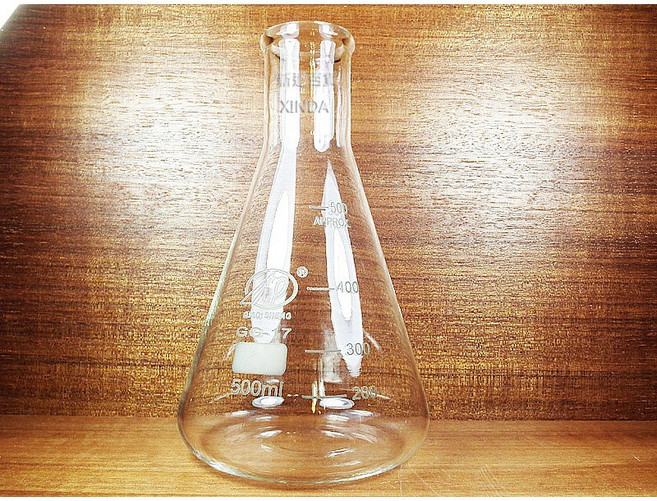 三角燒杯 耐強酸強鹼高溫100度, 1個, 500ml含橡膠塞