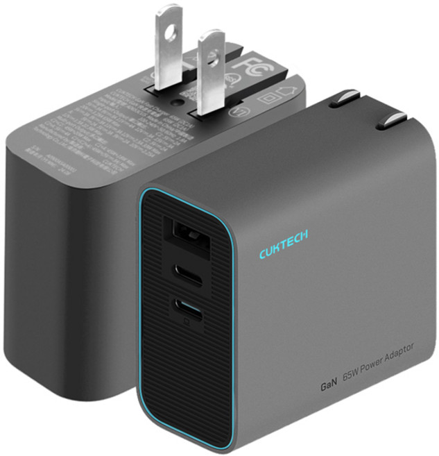 CUKTECH GaN 65W 充電器 雙Type-C PD快充轉換器 AD653CUS, 灰色-90天保固, 1個