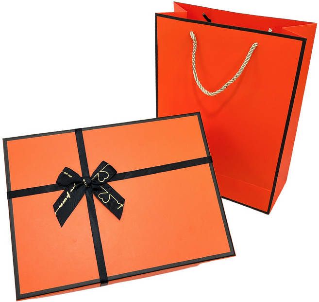 루루홈 리본 선물 포장 박스 + 종이가방 [ 8 Size ], 주황색