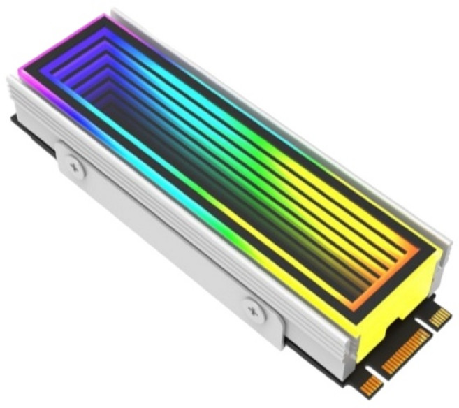 M.2 2280 鋁合金散熱片 無限鏡 ARGB 5V 3PIN 主板同步 散熱盔甲, 銀色, 1個