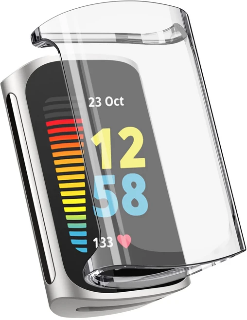 Fitbit Charge 6 5용 소프트 TPU 케이스 쉘 스마트워치 액세서리용 풀 커버 스크린 보호, 01 For Fitbit Charge 5, 01 Clear