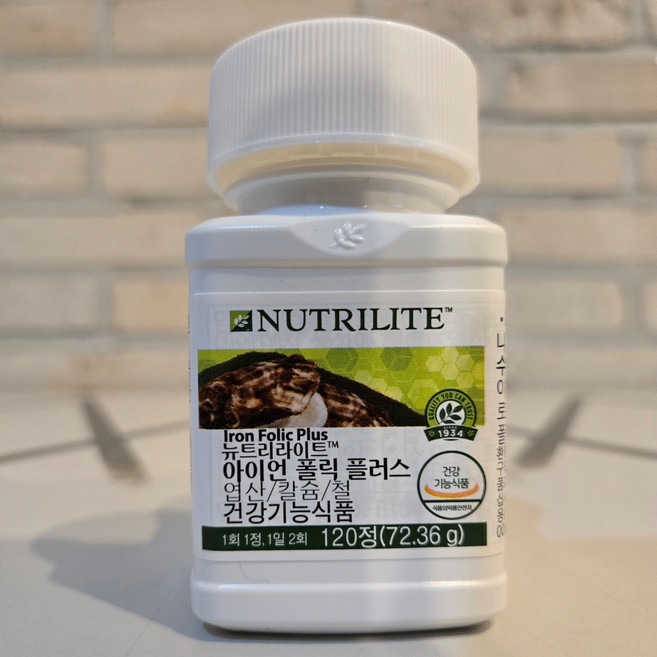 암웨이 Amway 뉴트리라이트 아이언 폴릭 플러스 엽산/칼슘/ 철 120정(72.36g), 72.36g