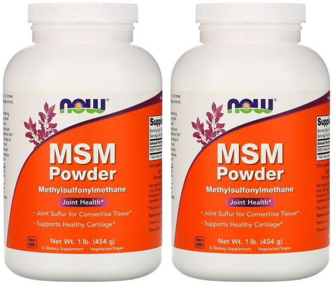 [1+1] NOW Foods 나우푸드 MSM 식이유황 454g 파우더 분말 가루 엠에스엠 Methylsulfonylmethane 메틸설포닐메테인 Powder 2개