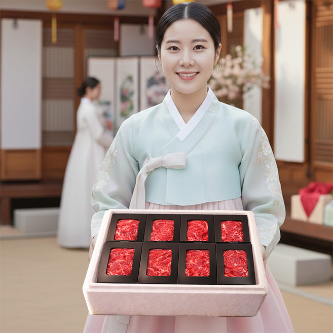 횡성축협한우 1++ 투쁠 등심 선물세트 1.6kg 200g 8개입 급냉 한우정육, 1