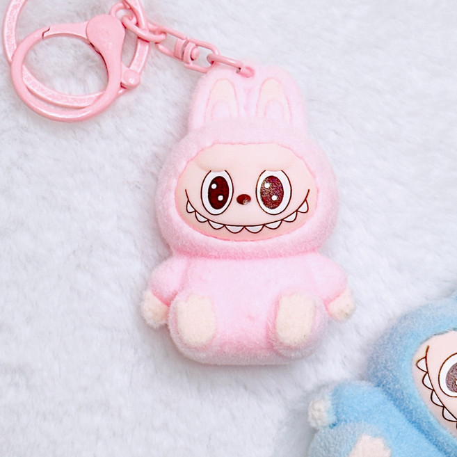 라부부 플로키 피규어 키홀더 키링, 핑크, 1개
