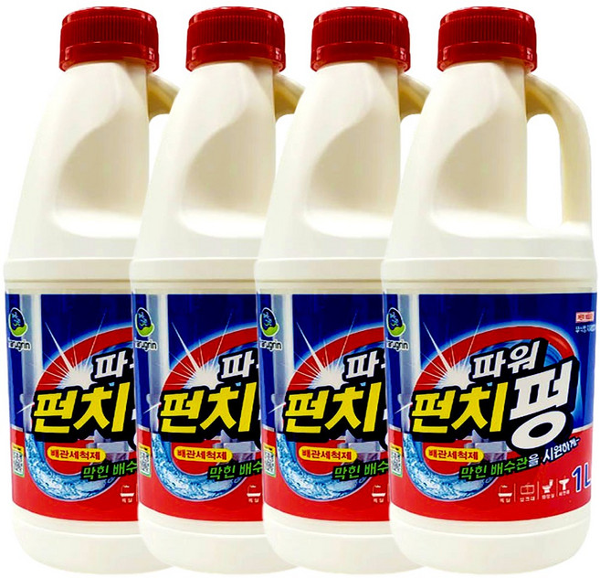 하루그린 배수구세척제 펀치펑, 4개, 1L