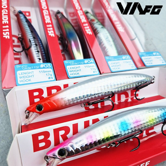 VA 플로팅 미노우 브루노 글라이드 115F 농어루어 광어 우럭 미노우, 1개, 17g, 4번 조커