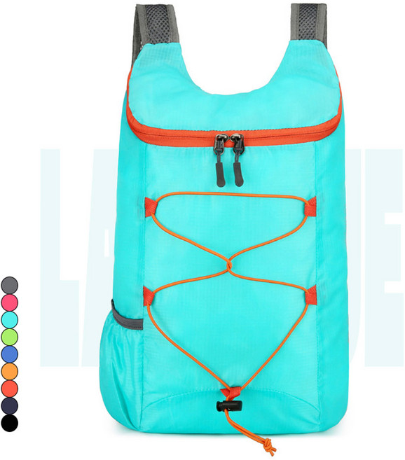 WEIOK 초경량 등산가방 아웃도어 백팩 블랙 대용량 바이크 트레킹 방수 중량 70G+1수납 주머니, 코랄블루