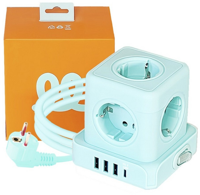 데코아르 멜로우 비비드 5구 멀티탭 4000W (USB-A x 3 USB-C), 1개, 멀티탭 민트, 1.8m