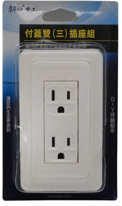 BWW 朝日電工 P-CS-112 付蓋雙連附接地插座組, 1個