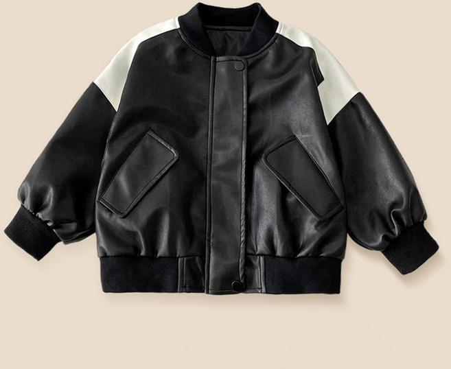 아동 바시티 레더 자켓 점퍼