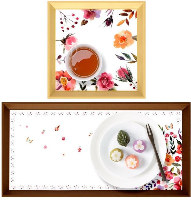 애슬라 다용도 트레이 쟁반 2종 세트, 플로리스타