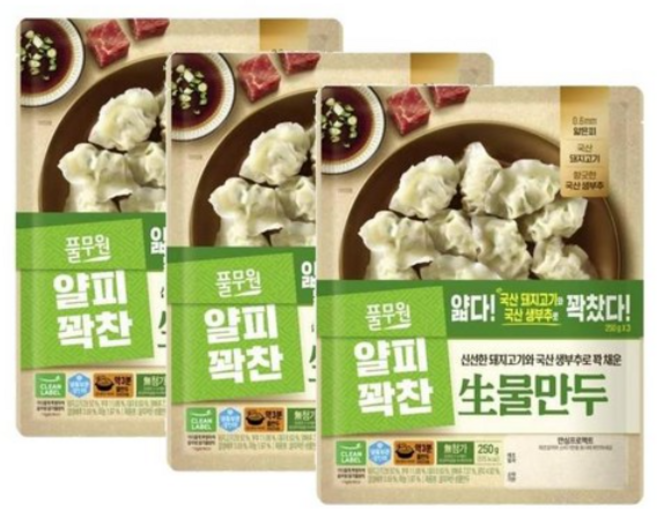 풀무원 얄피꽉찬 생 물만두, 3개, 250g