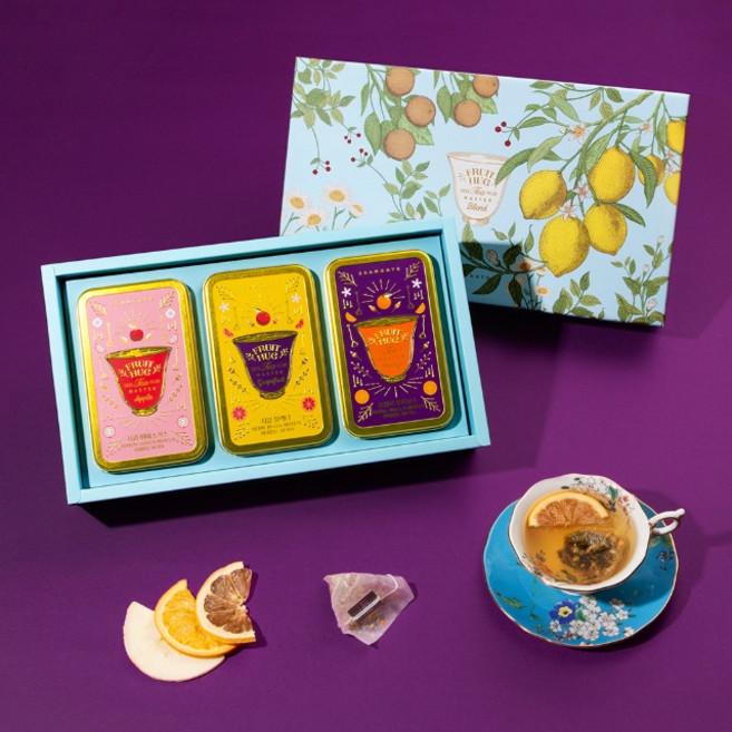 [쌍계명차 본사공식] 과일 허그티캔 3입 선물세트, 사과 히비스커스,오렌지 루이보스,자몽 블랙티, 옵션선택, 1세트