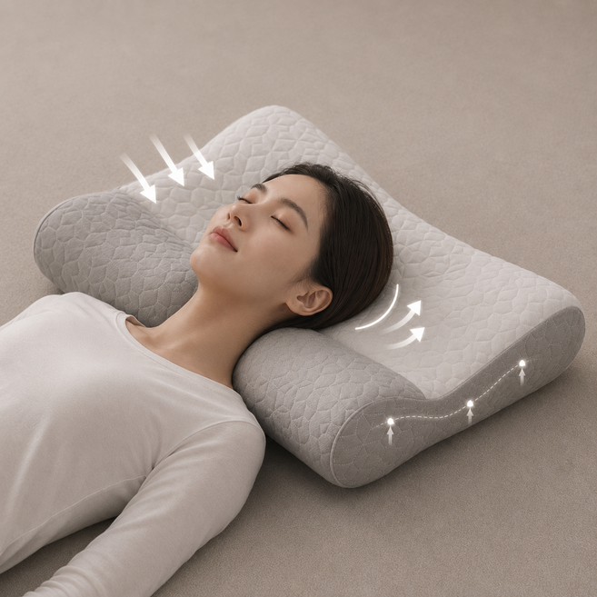 무에르 숙면 배게 수면 거북목 경추베개, 1개, 그레이