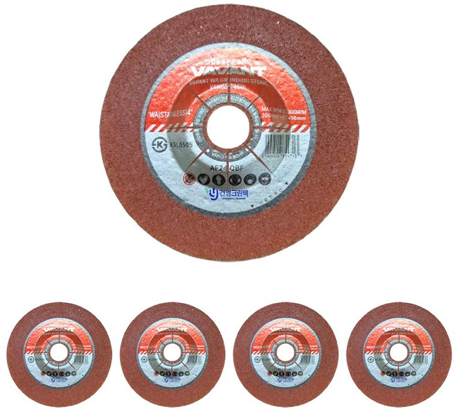 연마석 WA 4인치 6T 옵셋 100mm 그라인더 철 스텐용 연마석 연삭숫돌 KS인증 5장, 5개